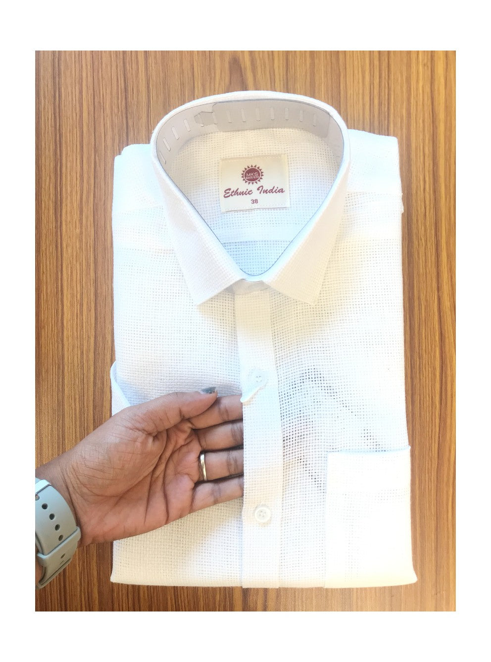 Kaitharikada-JUTE COTTON MIX  WHITE . ETHINIC INDIA  HALF  Sleeve-24.