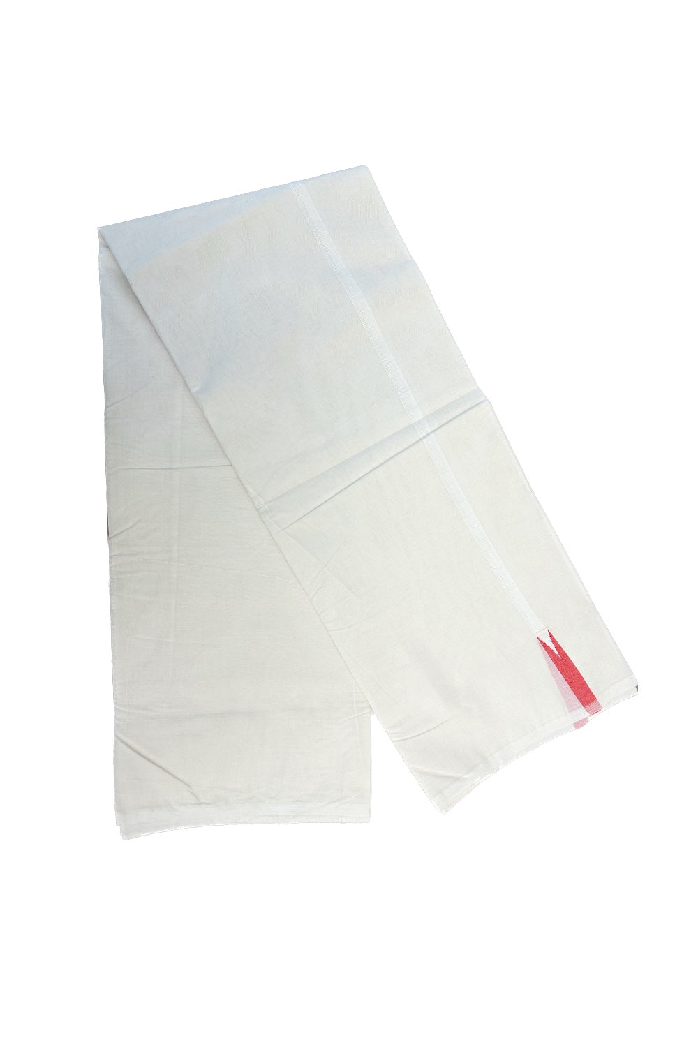 5% Discount KaithariKada Balaramapuram 100% Cotton Off White - (Unbleached) - Double Mundu/Dhoti - 100x100 1.cm Red Chutty Kara - 112