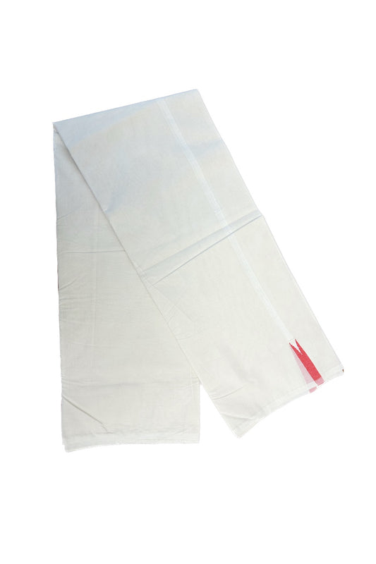 5% Discount KaithariKada Balaramapuram 100% Cotton Off White - (Unbleached) - Double Mundu/Dhoti - 100x100 1.cm Red Chutty Kara - 112