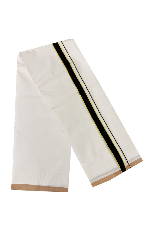 30% DISCOUNT! KaithariKada HANDLOOM UNAKKUPAAV Balaramapuram - 100% PURE Cotton Double PURE WHITE Mundu/Dhoti -  1.inch Kasavu & Black kara-154