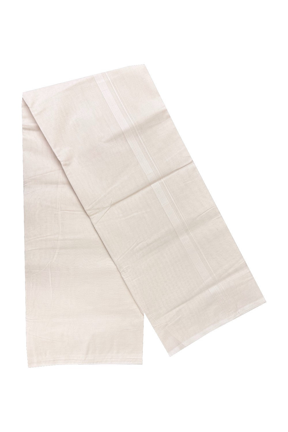 25% OFFER! KaithariKada Balaramapuram 100% Cotton Double Off white - (Unbleached) - Mundu/Dhoti-100x100 - 2 cm White Plain Kara - 124