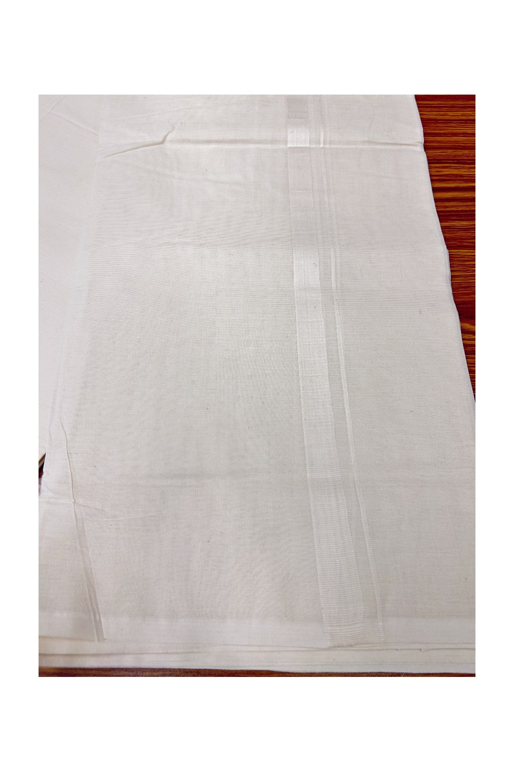25% OFFER! KaithariKada Balaramapuram 100% Cotton Double Off white - (Unbleached) - Mundu/Dhoti-100x100 - 2 cm White Plain Kara - 124