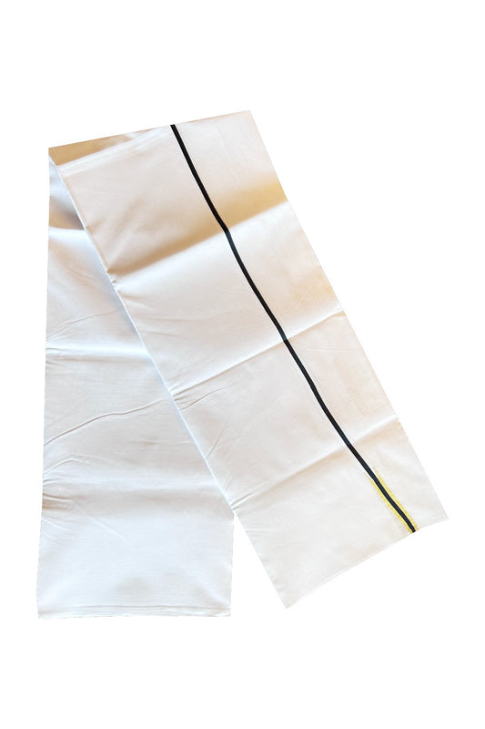 NEW!! 22% Discount!!! KaithariKada Balaramapuram 100% Cotton PURE WHITE Double Mundu/Dhoti-100x100  1.5cm Puliyilakkara Chutty Kasavu & Black Kara- 183