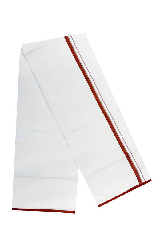 KaithariKada Balaramapuram 100% Cotton Ultra WHITE SINGLE  Mundu/Dhoti-80x80  3 cm Brown Kara- 59