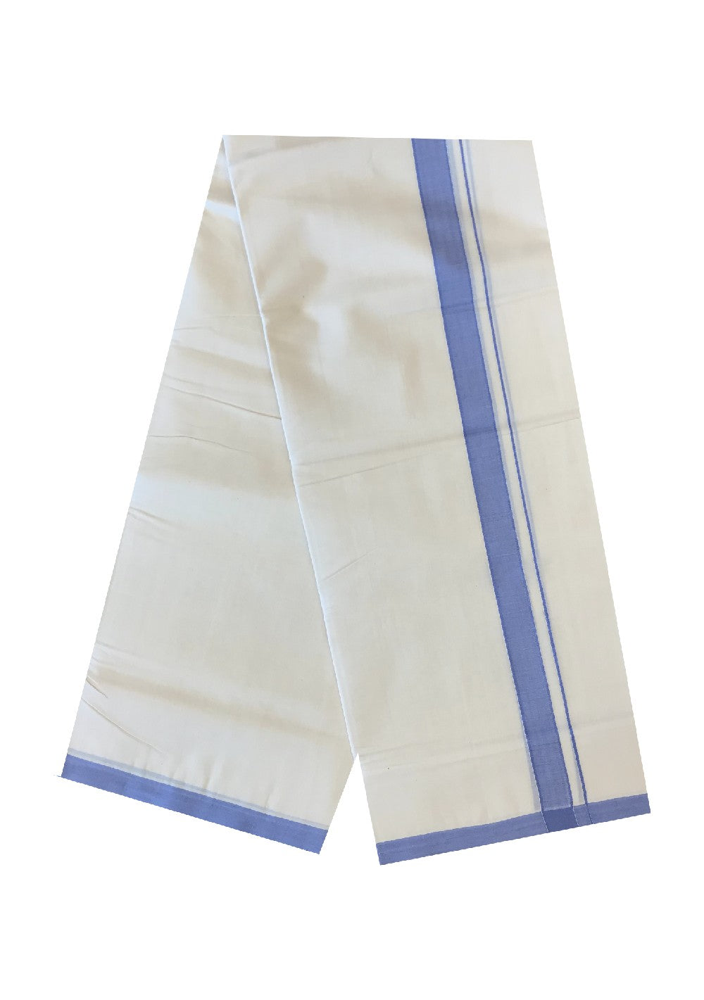 30% DISCOUNT! KaithariKada HANDLOOM Millpaav Balaramapuram 100% Cotton Double Off white (Unbleached) Mundu/Dhoti-100X100- 1.5 inch  Violet Kara-19.