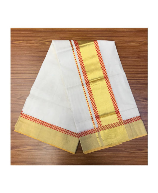 KaithariKada HANDLOOM UNAKKUPAAV Balaramapuram Kerala Saree for Women- 100% PURE Cotton- 6 Inch  Red & Gold Kasavu Kara  - 5 .