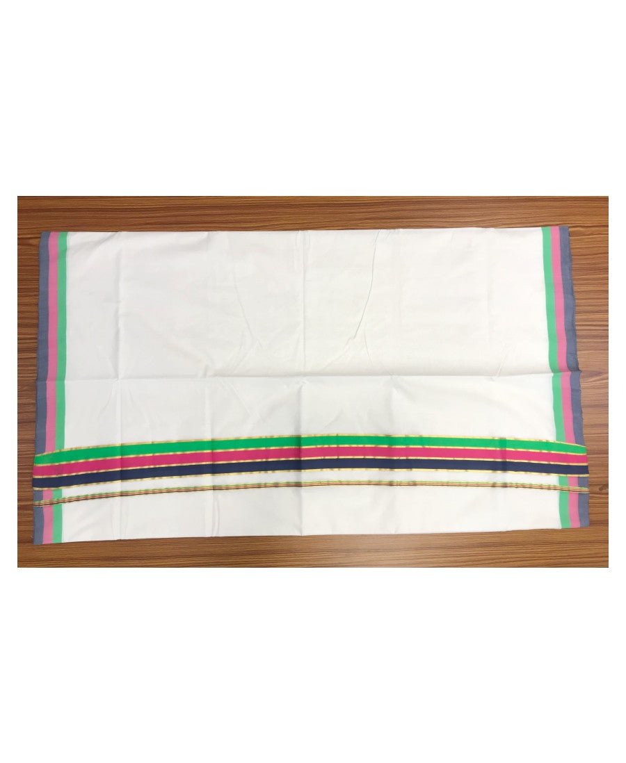 20% Discount KaithariKada HANDLOOM UNAKKUPAAV Balaramapuram Kerala Saree for Women- 100% PURE Cotton- Pink ,Navy blue & Green  Kasav  Kara - 12 .