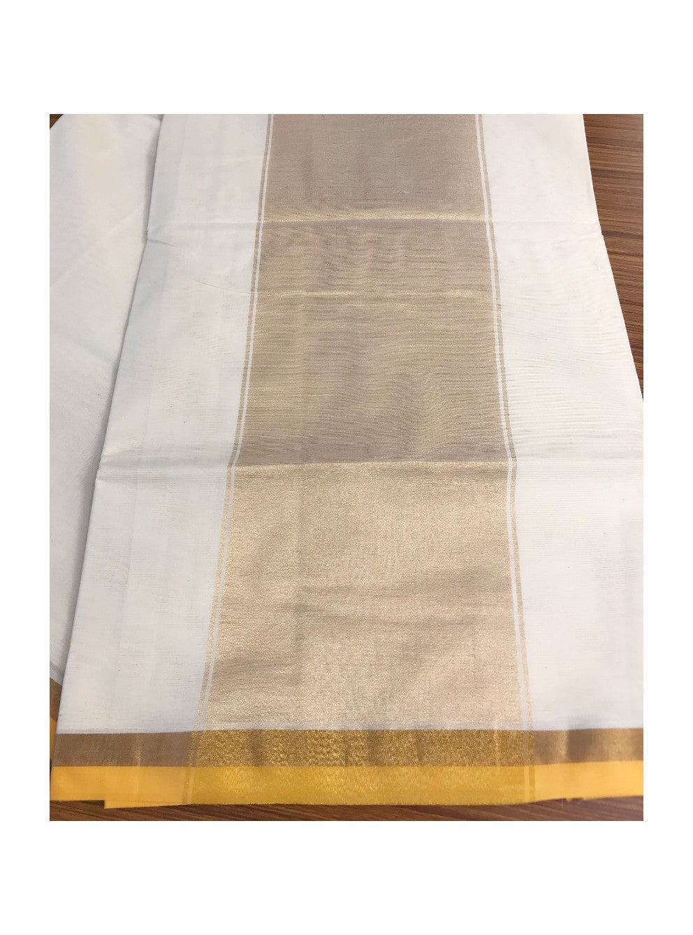20% Discount Kaitharikada 100% Cotton Kerala Saree with YELLOW & KASAVU in pallu and Border.- 3