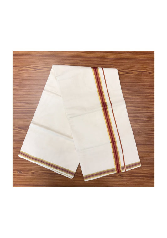 20% Discount Kaitharikada Kerala Saree - Cotton Kasavu Saree 2.25 Inch  Pallu - Red & Kasavu Stripes - 25.