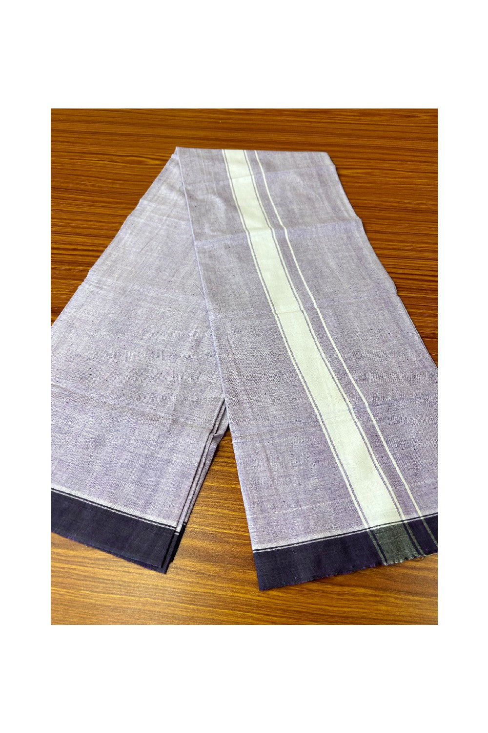 10% Discount!! KaithariKada Kalamachal 100% Cotton Lungi/Kaily-   Pale Violet & 2. inch white kara-39