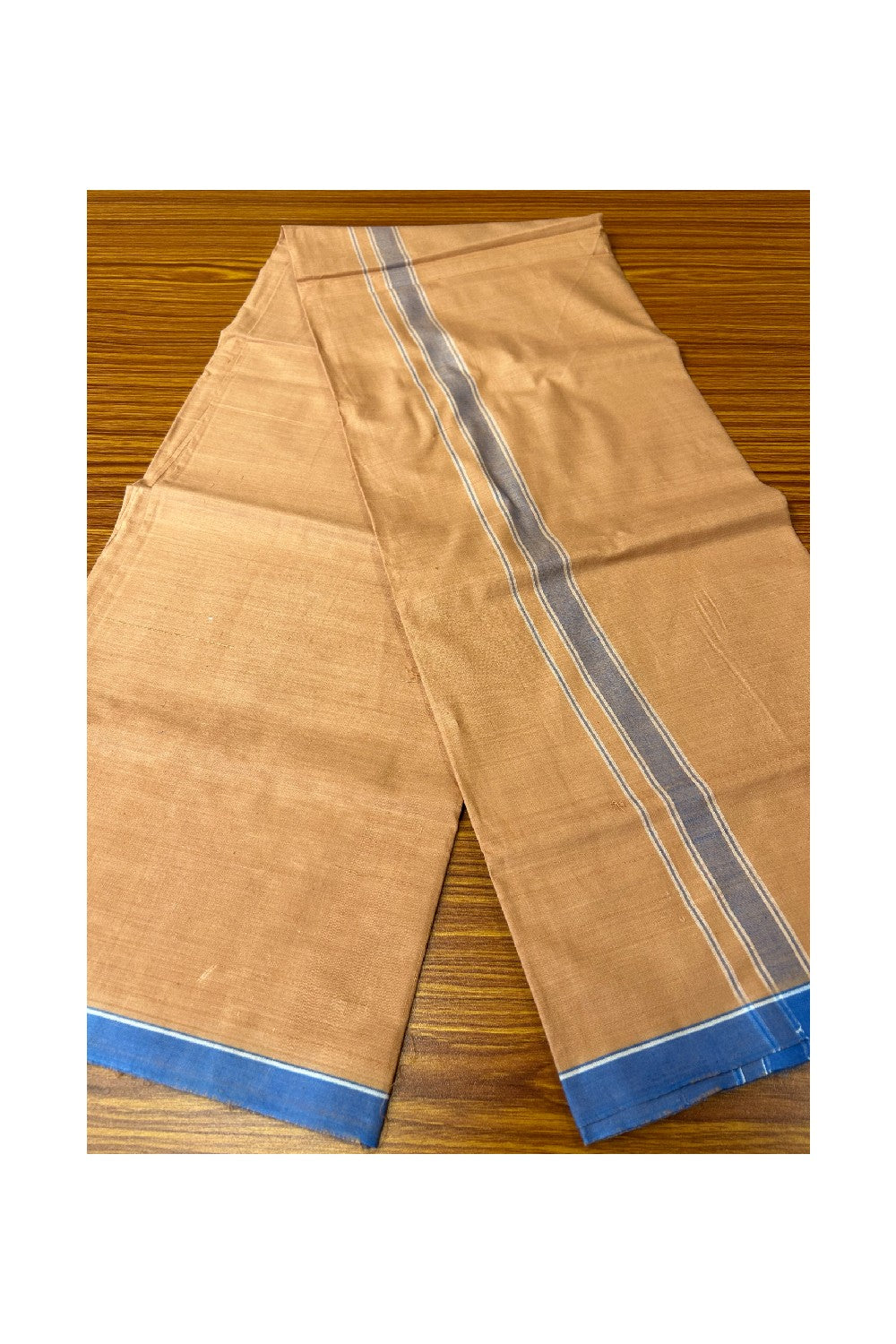 KaithariKada Kalamachal 100% Cotton Lungi/Kaily- KAVI - 0.75inch  BLUE Border-44